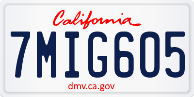 CA license plate 7MIG605