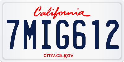 CA license plate 7MIG612