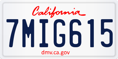 CA license plate 7MIG615