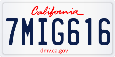 CA license plate 7MIG616