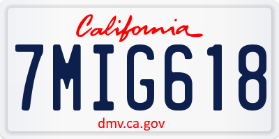 CA license plate 7MIG618