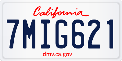 CA license plate 7MIG621