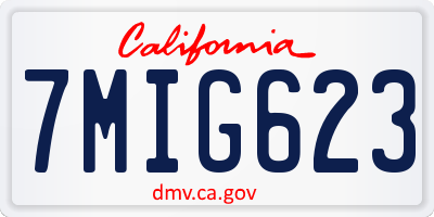 CA license plate 7MIG623