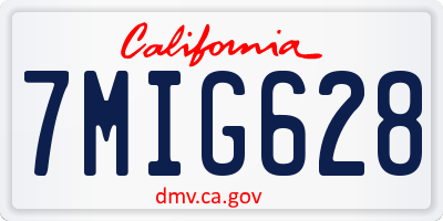 CA license plate 7MIG628