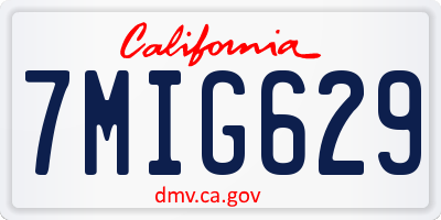 CA license plate 7MIG629