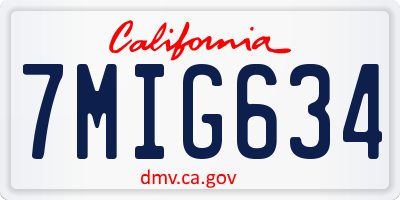 CA license plate 7MIG634