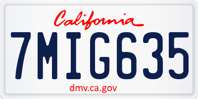 CA license plate 7MIG635