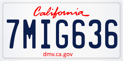 CA license plate 7MIG636