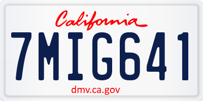 CA license plate 7MIG641