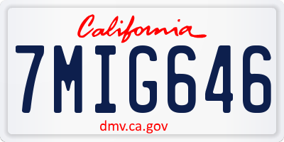 CA license plate 7MIG646