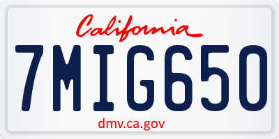 CA license plate 7MIG650