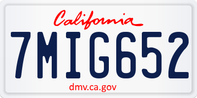 CA license plate 7MIG652