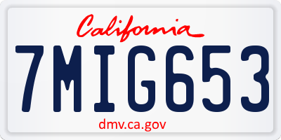 CA license plate 7MIG653