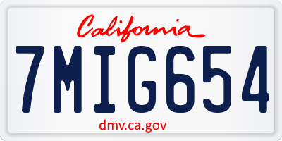 CA license plate 7MIG654