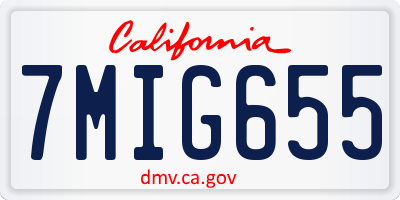 CA license plate 7MIG655
