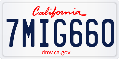 CA license plate 7MIG660