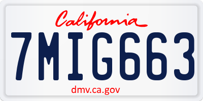 CA license plate 7MIG663