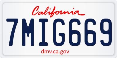 CA license plate 7MIG669