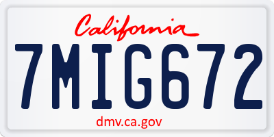 CA license plate 7MIG672