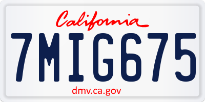 CA license plate 7MIG675