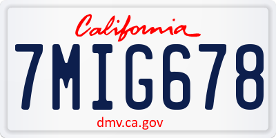 CA license plate 7MIG678
