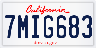 CA license plate 7MIG683