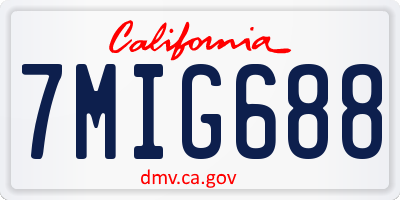 CA license plate 7MIG688