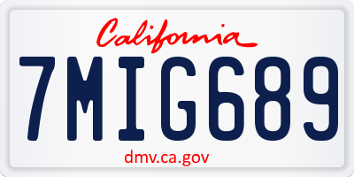 CA license plate 7MIG689