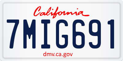 CA license plate 7MIG691