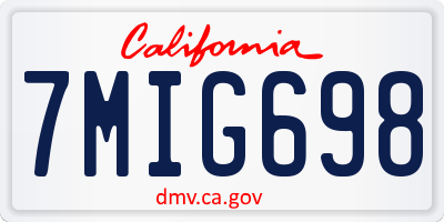 CA license plate 7MIG698