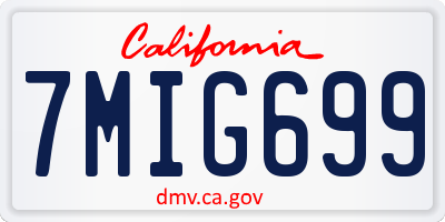 CA license plate 7MIG699