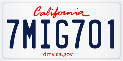 CA license plate 7MIG701