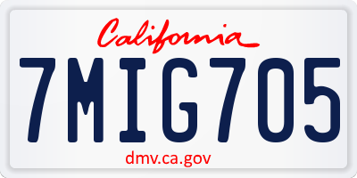 CA license plate 7MIG705