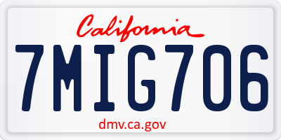 CA license plate 7MIG706