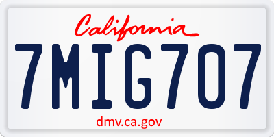 CA license plate 7MIG707