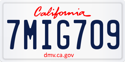 CA license plate 7MIG709