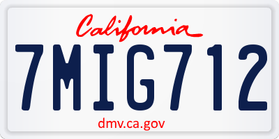 CA license plate 7MIG712
