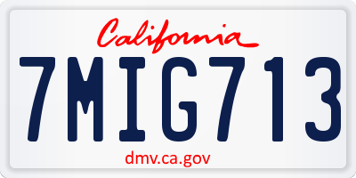 CA license plate 7MIG713
