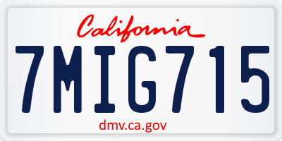 CA license plate 7MIG715