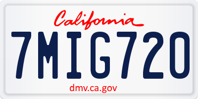 CA license plate 7MIG720