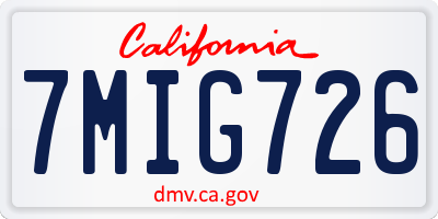 CA license plate 7MIG726
