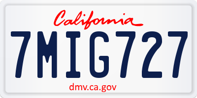 CA license plate 7MIG727