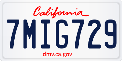 CA license plate 7MIG729