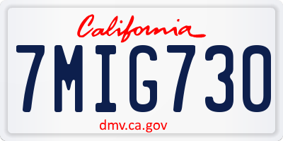 CA license plate 7MIG730