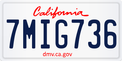 CA license plate 7MIG736
