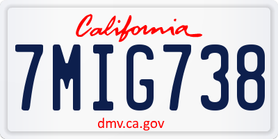 CA license plate 7MIG738