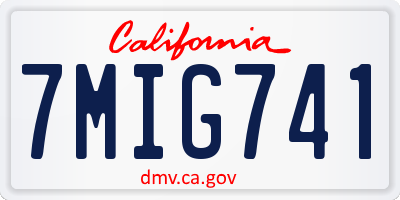 CA license plate 7MIG741