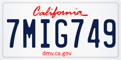 CA license plate 7MIG749