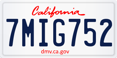 CA license plate 7MIG752