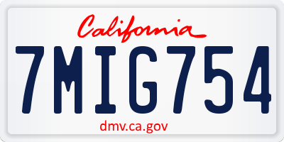 CA license plate 7MIG754